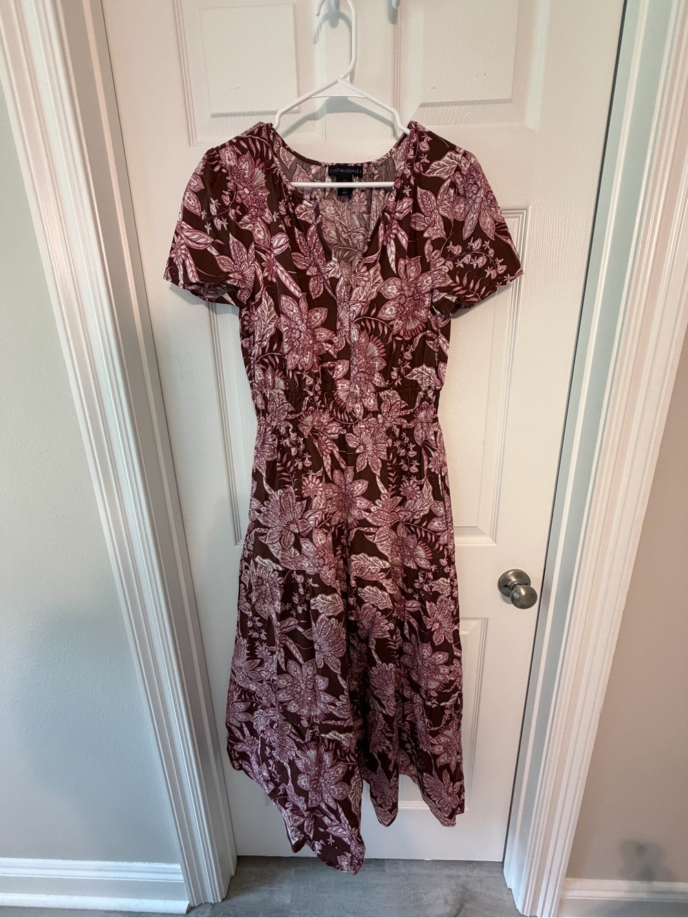Cynthia Rowley Burgundy Floral Maxi Dress